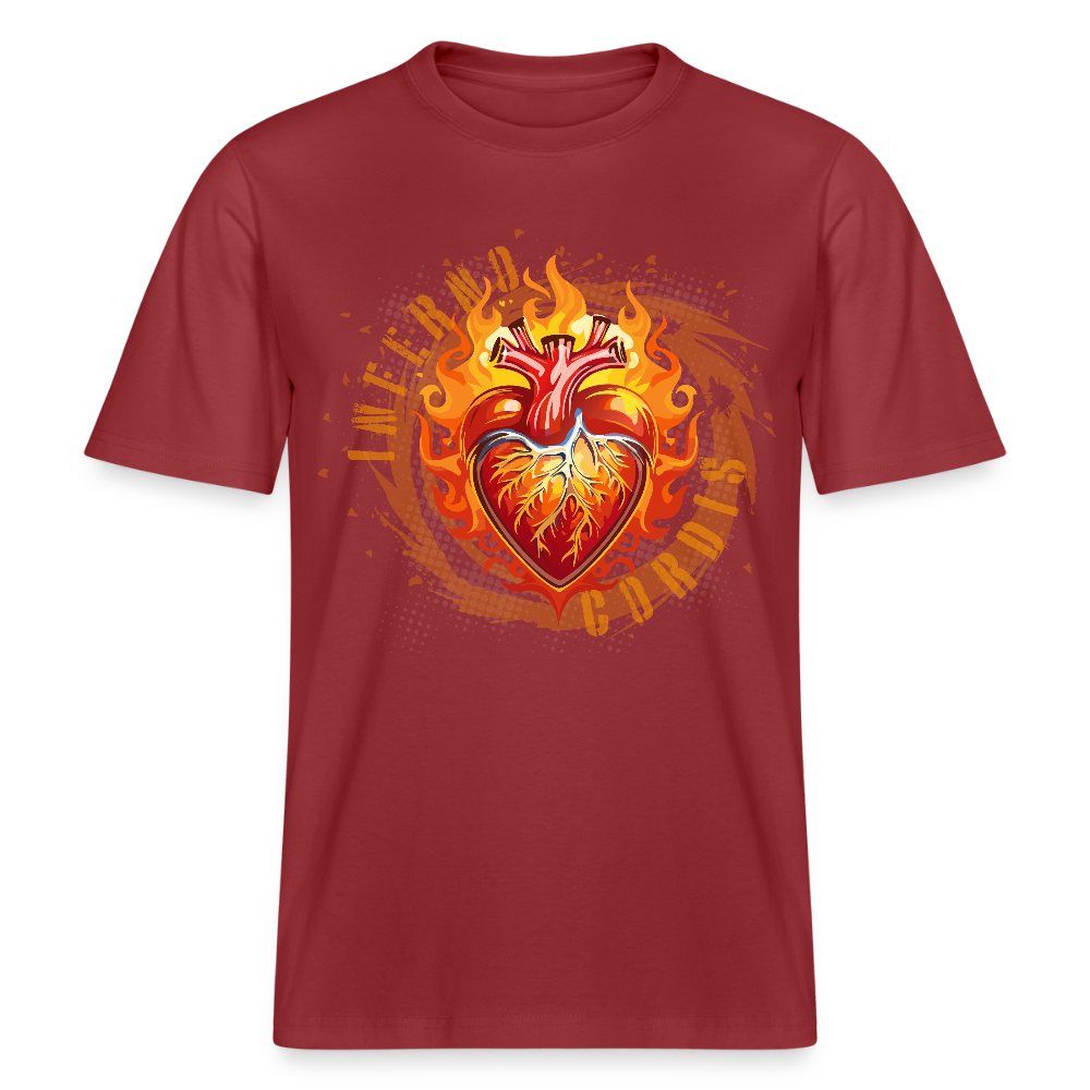 Unisex Bio-T-Shirt mit FEUERHERZ ORANGE PRINT - Erdrot
