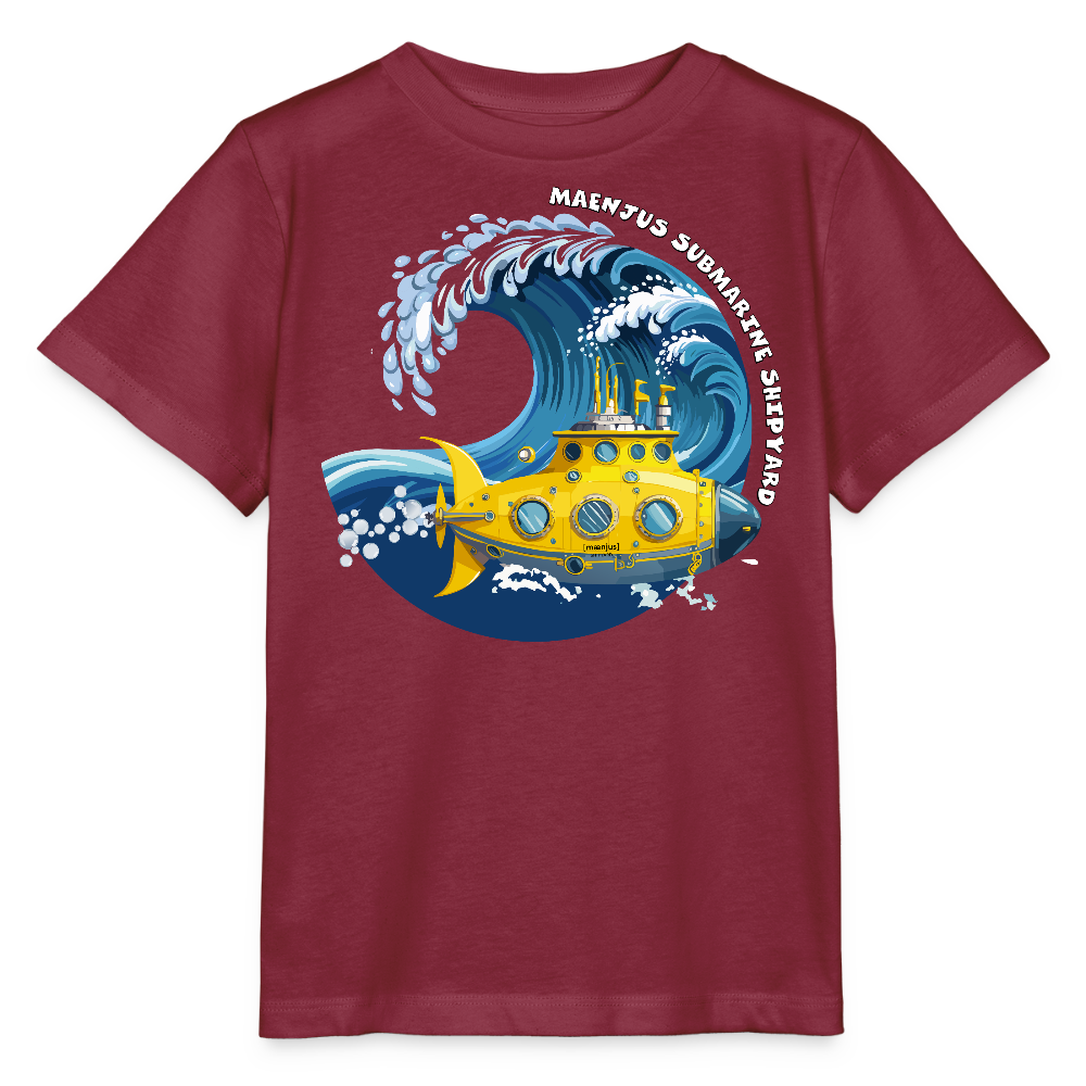 MNJS KIDS Bio T-Shirt mit SUBMARINE SHIPYARD PRINT - Burgunderrot