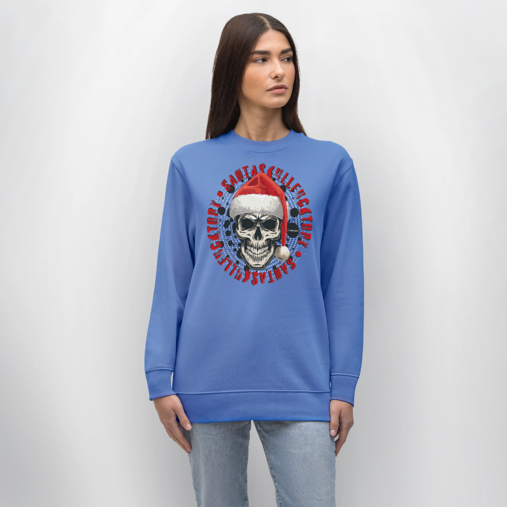 Unisex Bio-Sweatshirt mit SANTASKULL FUCKTORY PRINT - Blau
