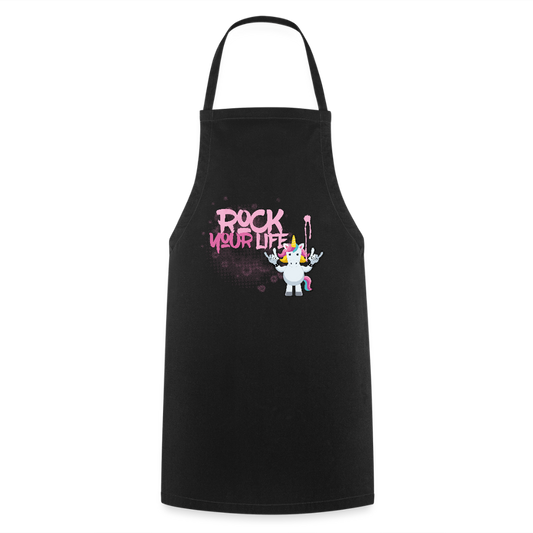 Kochschürze mit ROCK YOUR LIFE PRINT - Schwarz