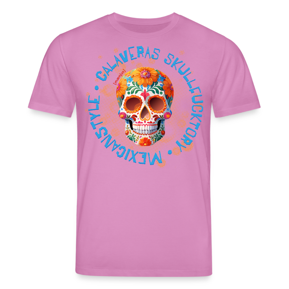 Unisex Bio-T-Shirt mit CALAVERAS MEXICANSTYLE PRINT Vorderseite - Pink