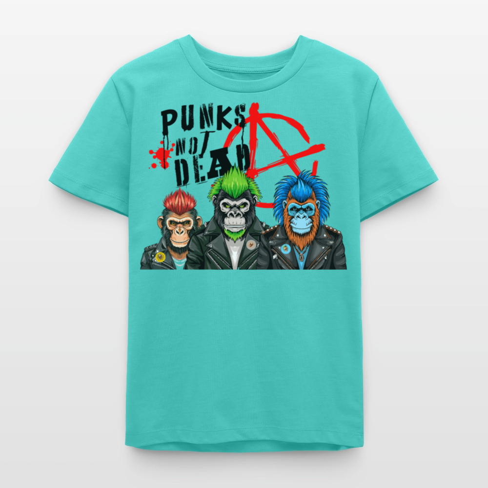 MNJS TEENS Bio T-Shirt mit PUNKS NOT DEAD PRINT - Poolblau