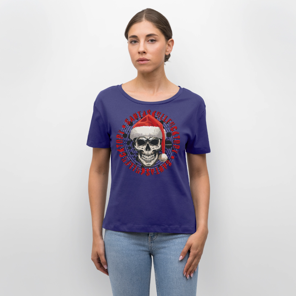 Rundhals Frauen Bio-T-Shirt mit SANTASKULL FUCKTORY PRINT - Dämmerung