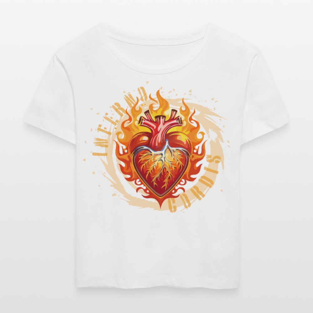 Frauen T-Shirt mit FEUERHERZ ORANGE PRINT - Weiß