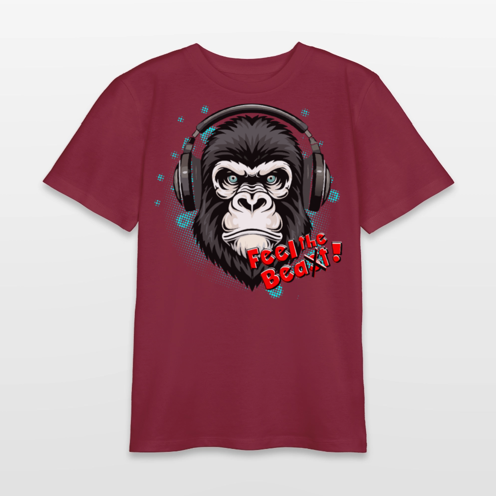 MNJS TEENS Bio T-Shirt mit FEEL THE BEA(S)T PRINT - Burgunderrot
