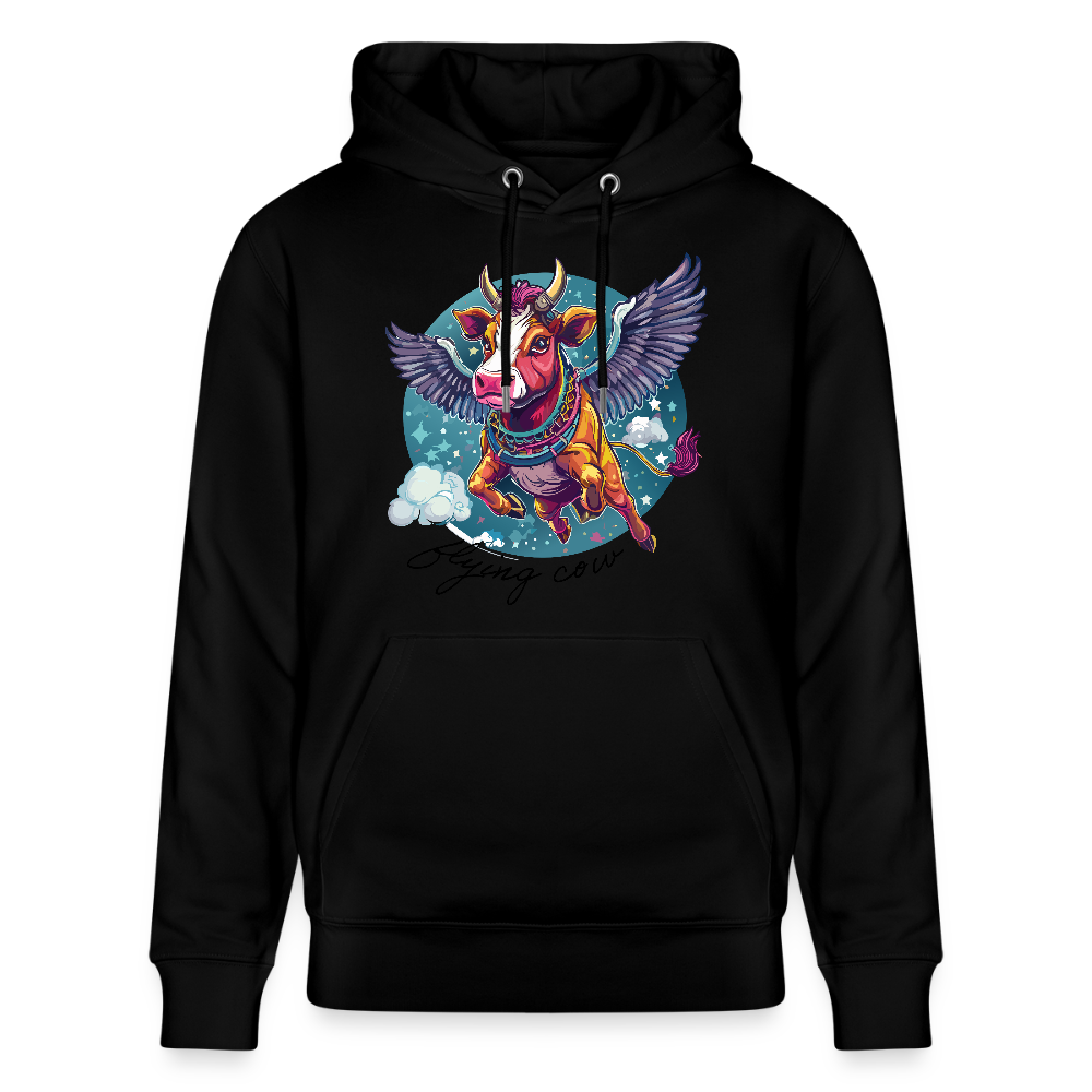 Unisex Hoodie mit FLYING COW PRINT - Schwarz