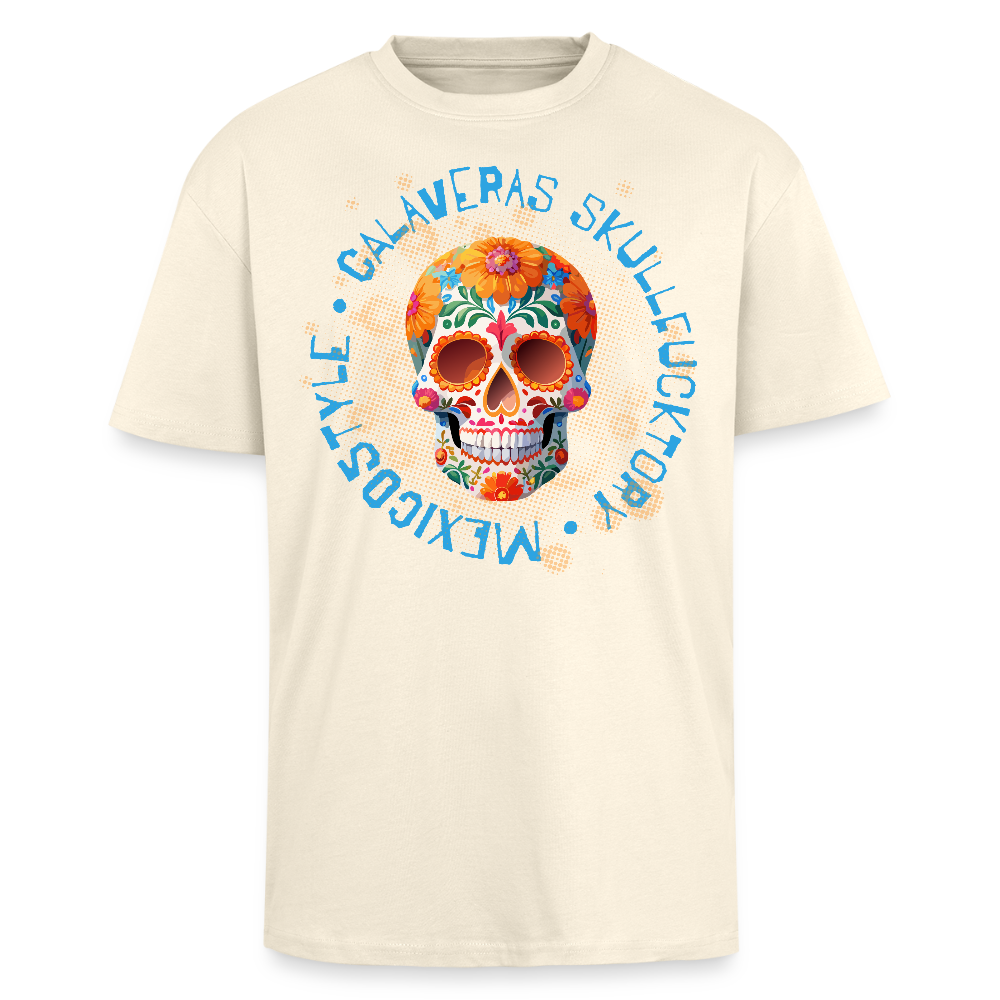 Heavy Oversize T-Shirt mit CALAVERAS SKULL PRINT - Creme