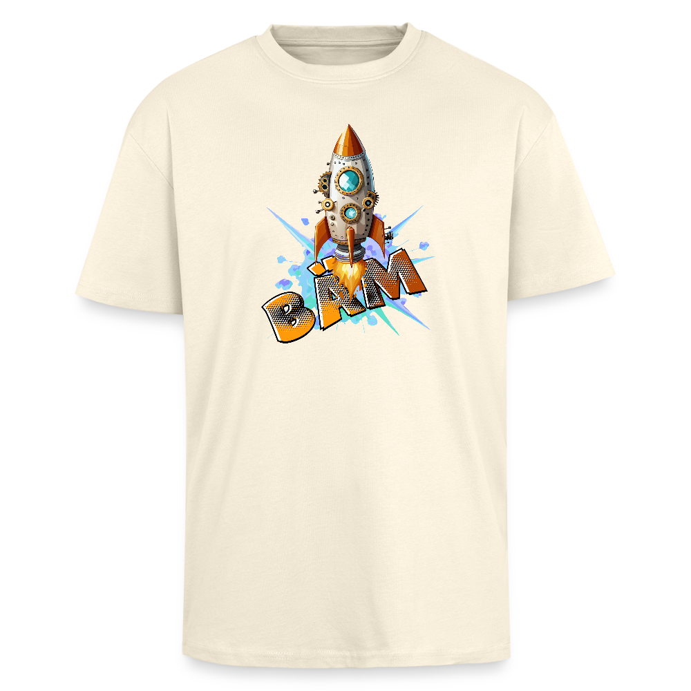 Heavy Oversize T-Shirt mit RAKETE PRINT - Creme