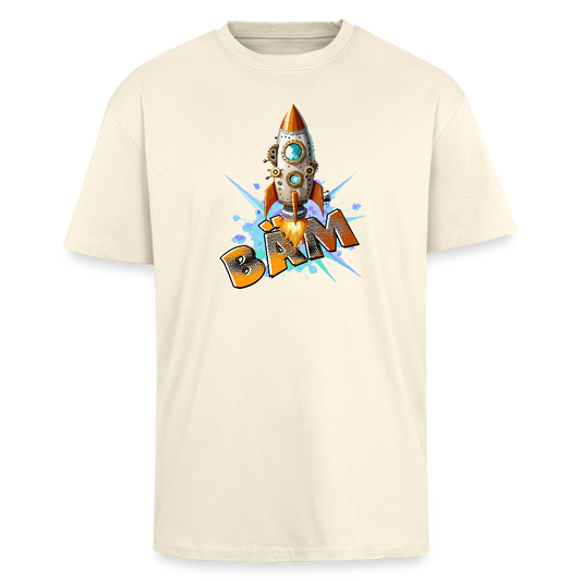 Heavy Oversize T-Shirt mit RAKETE PRINT - Creme