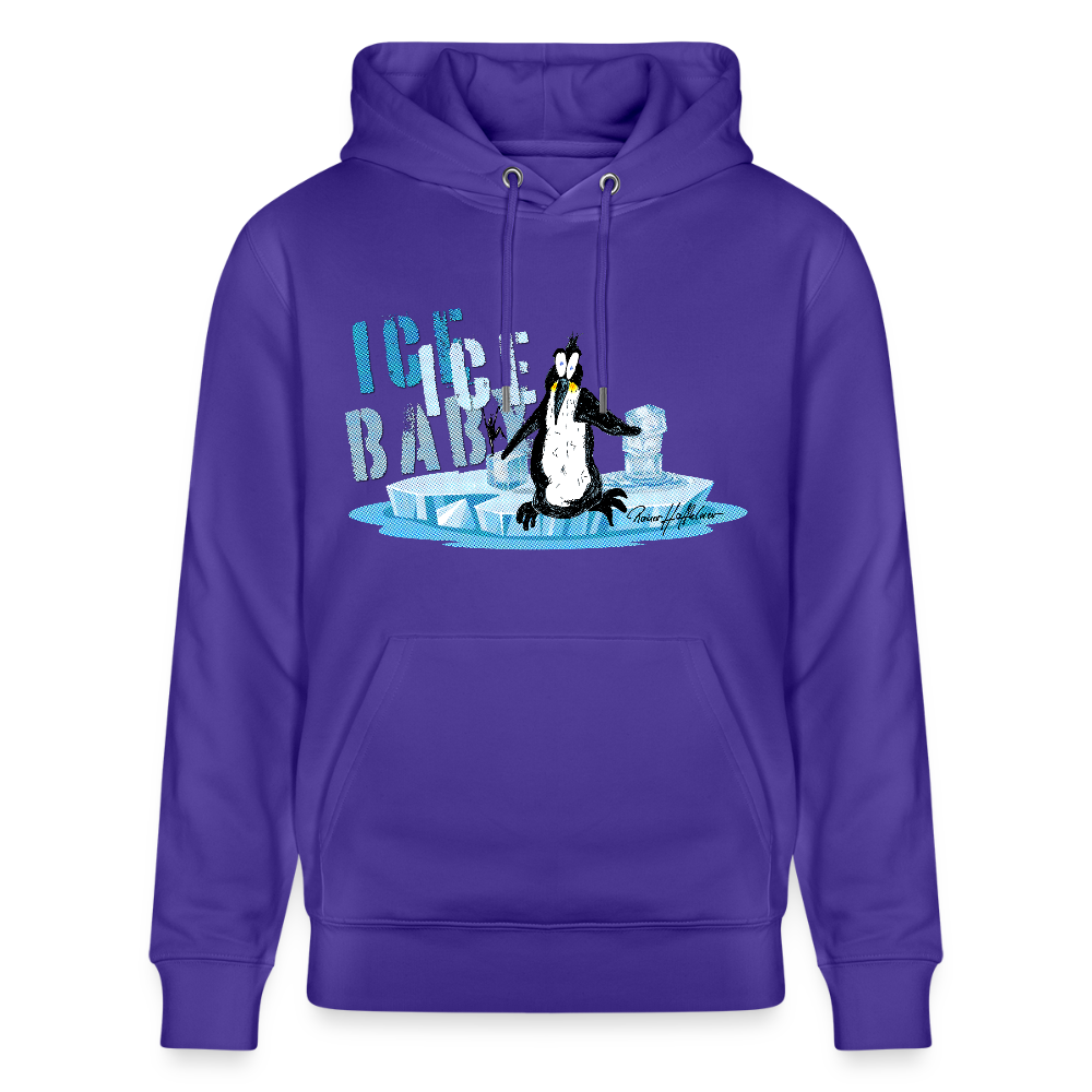 Unisex Bio-Hoodie mit ICE ICE BABY PINGUIN PRINT - Purple Love 