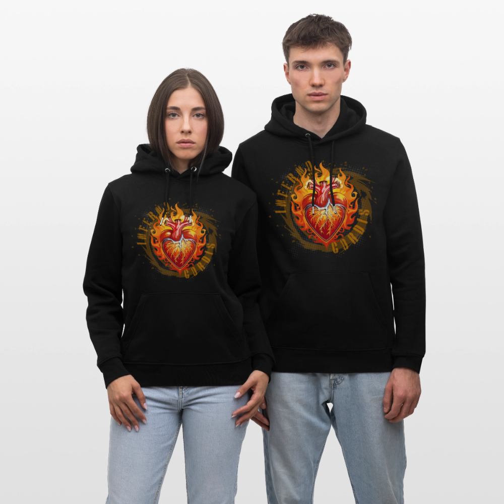 Unisex Bio-Hoodie mit FEUERHERZ PRINT - Schwarz
