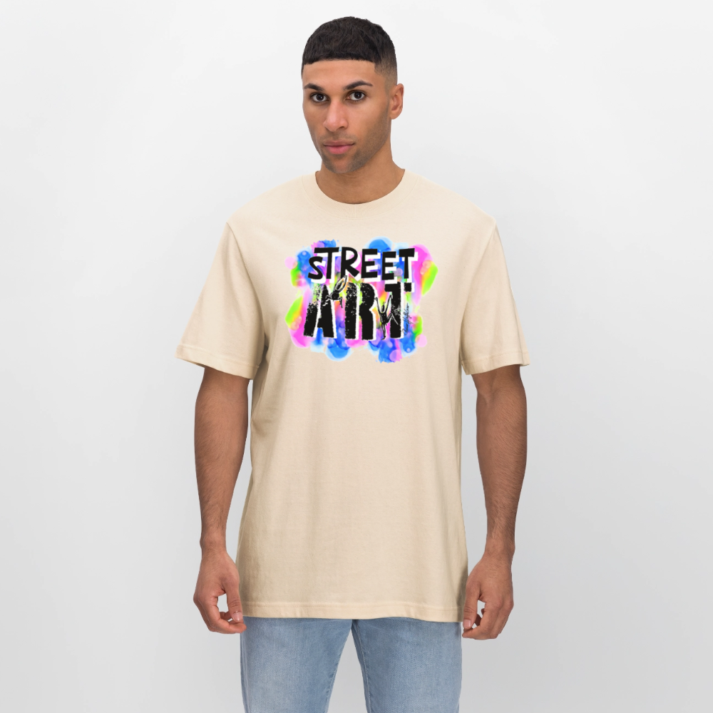 Unisex Bio-T-Shirt mit STREET ART PRINT - Weißgrau