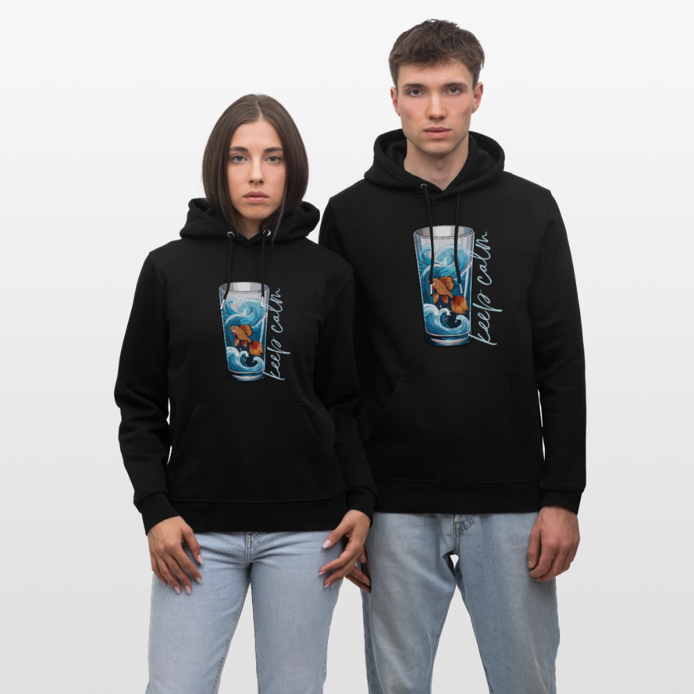 Unisex Bio-Hoodie mit KEEP CALM PRINT - Schwarz