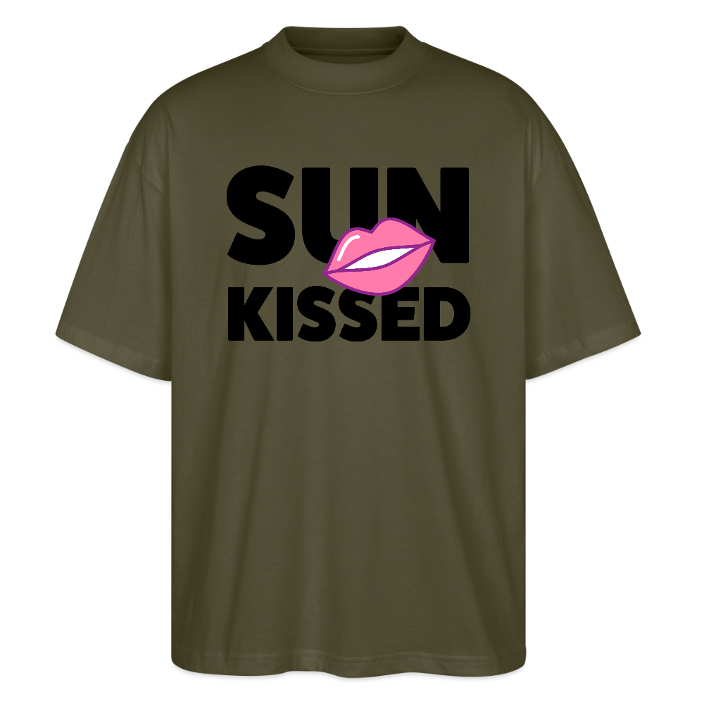 Oversized Unisex T-Shirt mit SUN KISSED PRINT - Khaki