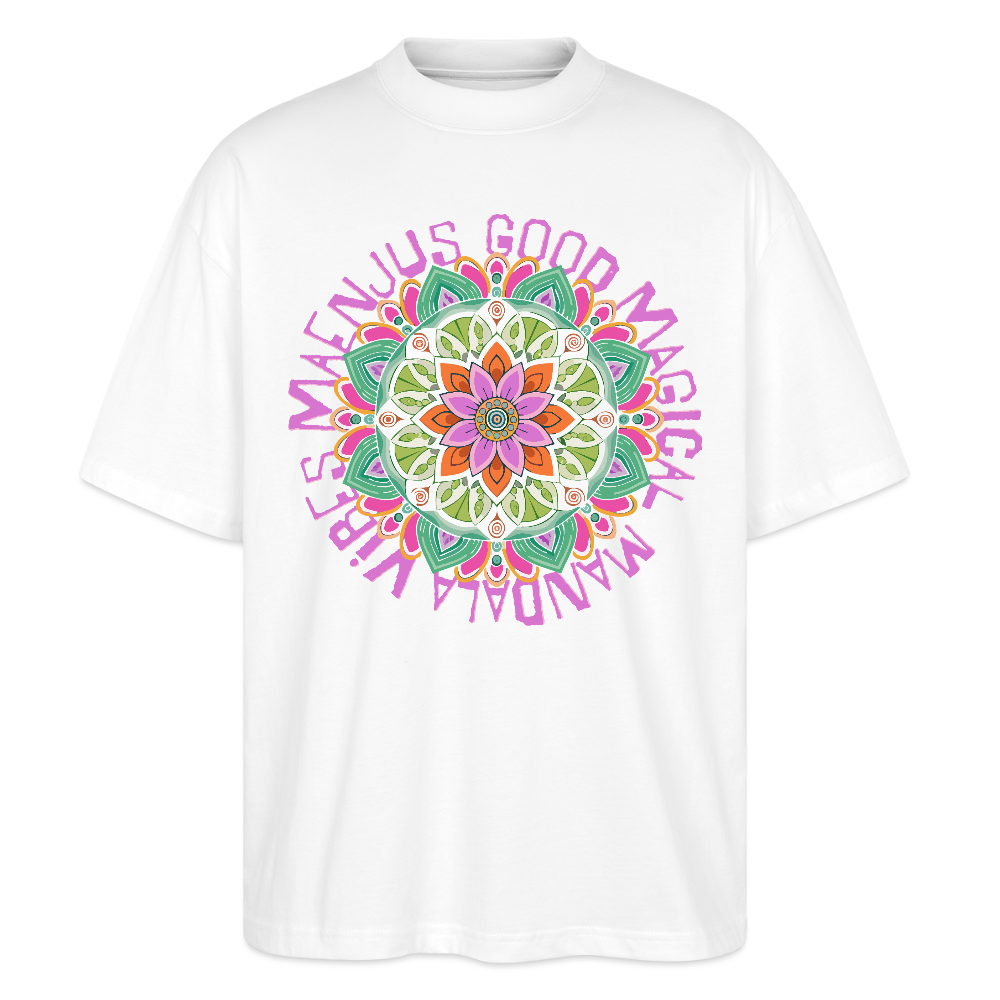 Oversized Unisex Bio T-Shirt mit MANDALA VIBES PRINT - Weiß