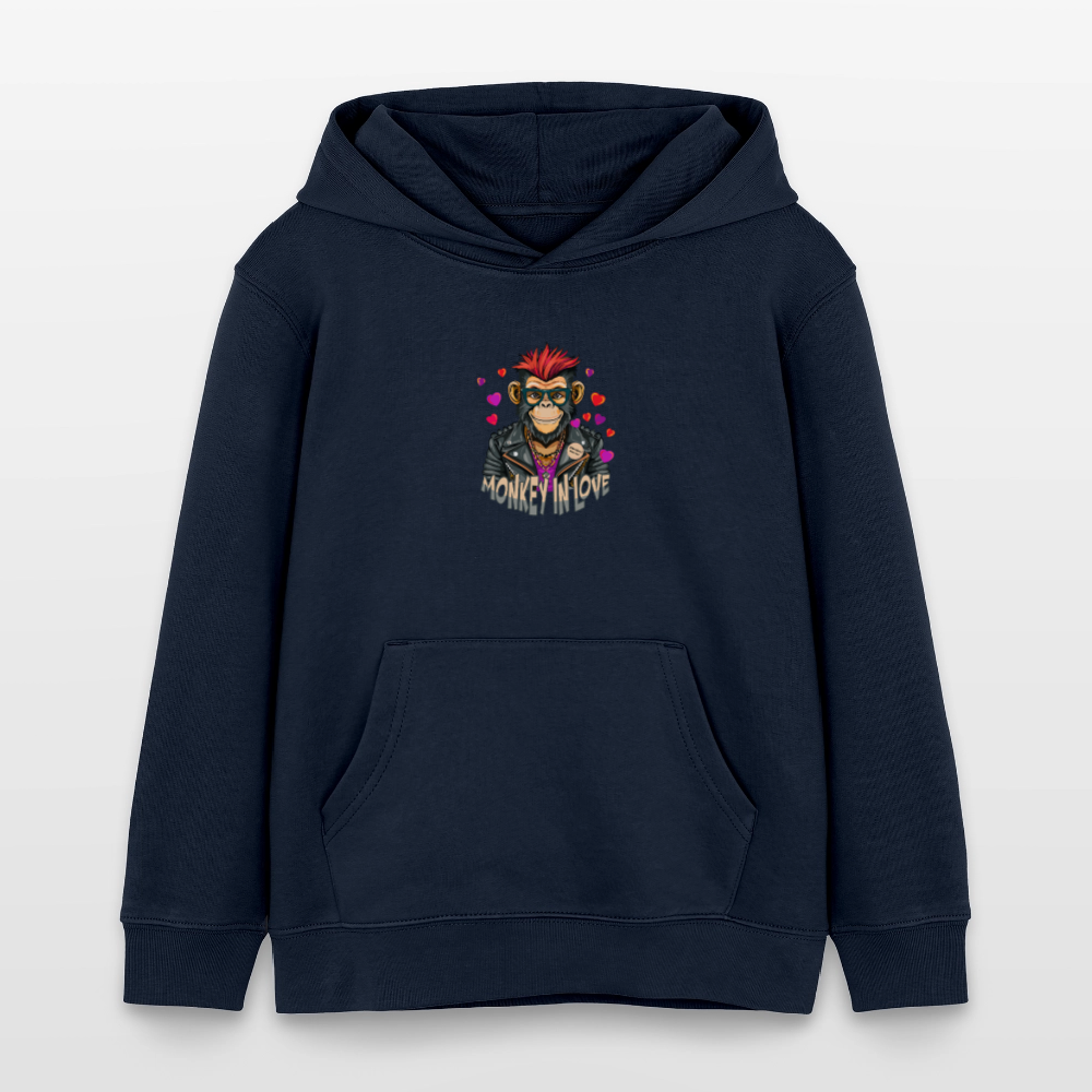 MNJS KIDS Bio-Hoodie mit MONKEY IN LOVE PRINT - Navy