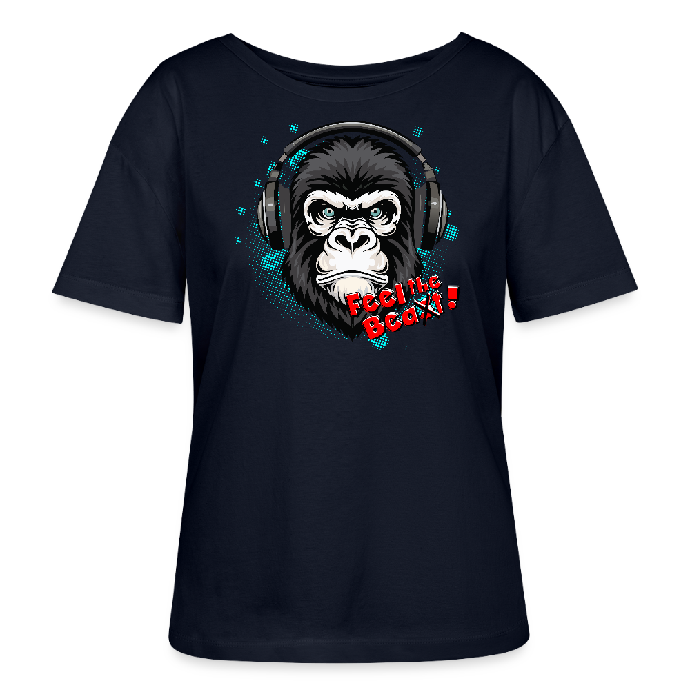 Frauen T-Shirt mit FEEL THE BEA(S)T PRINT - Navy