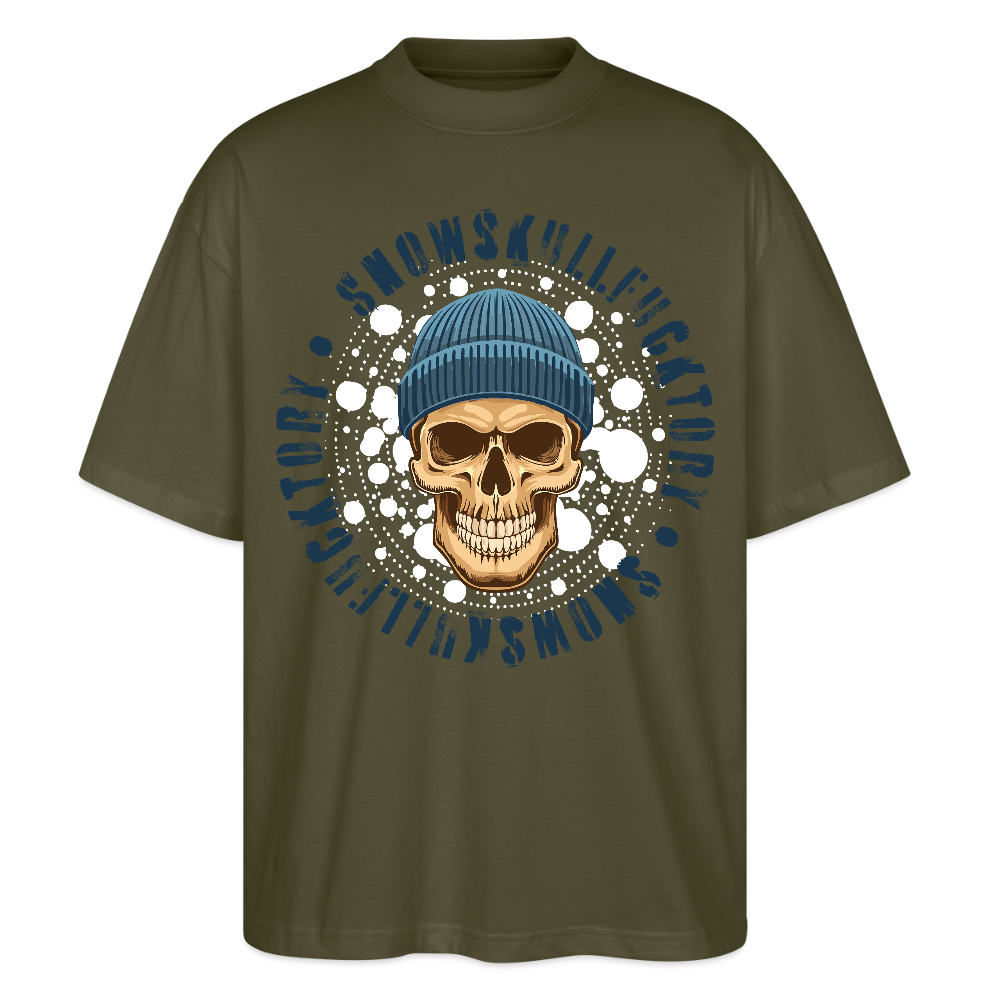 Oversized Unisex T-Shirt mit SNOWSKULL PRINT - Khaki