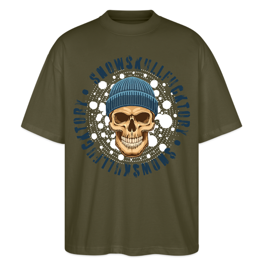 Oversized Unisex T-Shirt mit SNOWSKULL PRINT - Khaki
