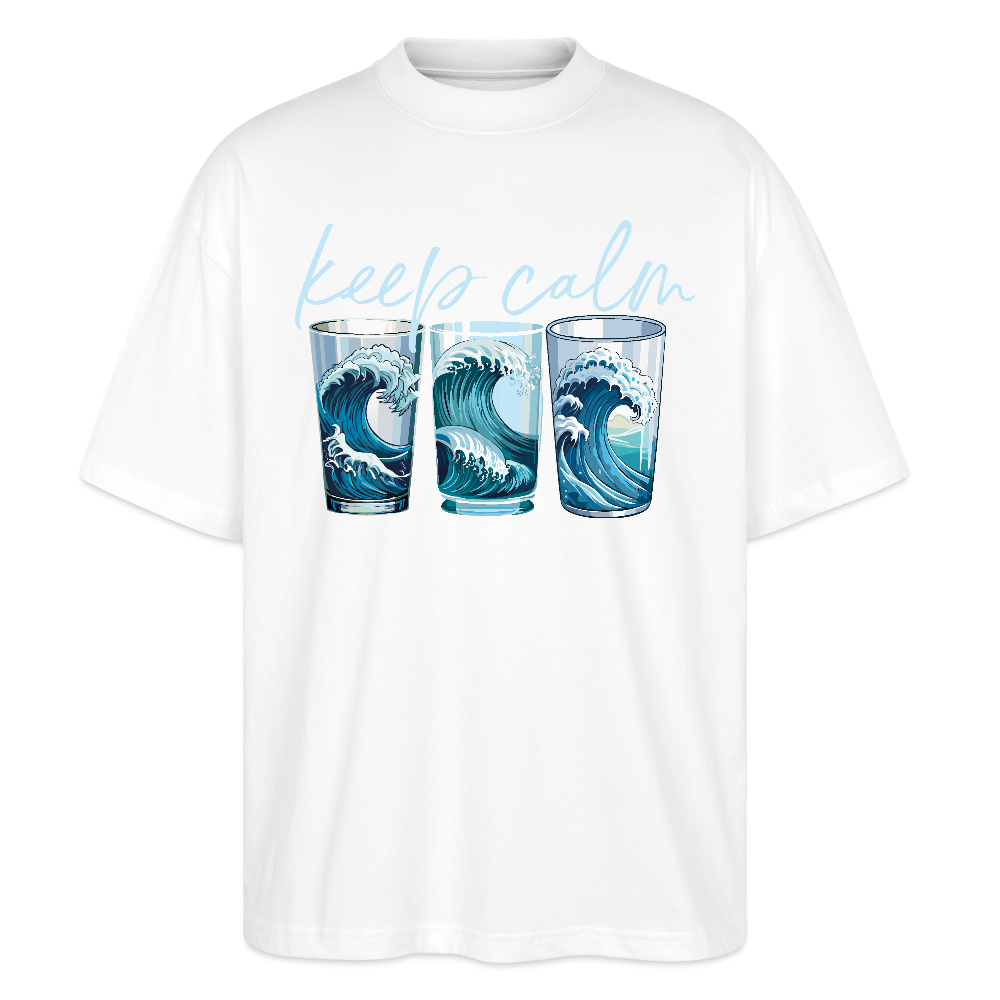 Oversized Unisex Bio T-Shirt mit KEEP CALM PRINT - Weiß