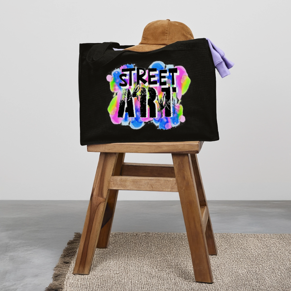 Recycelter Shopping Bag mit STREET ART PRINT - Schwarz
