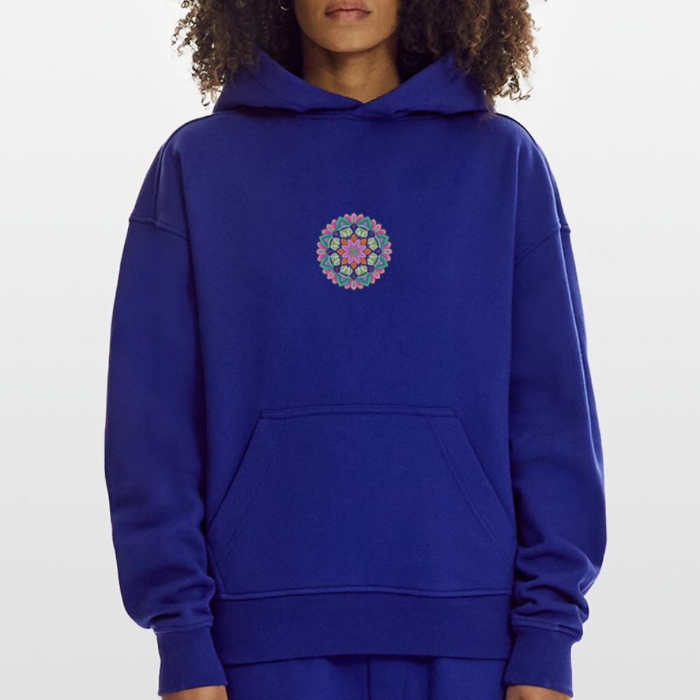 Heavyweight Oversized Organic Hoodie Made in EU mit Mandala Vibes Print - Iconic Blue