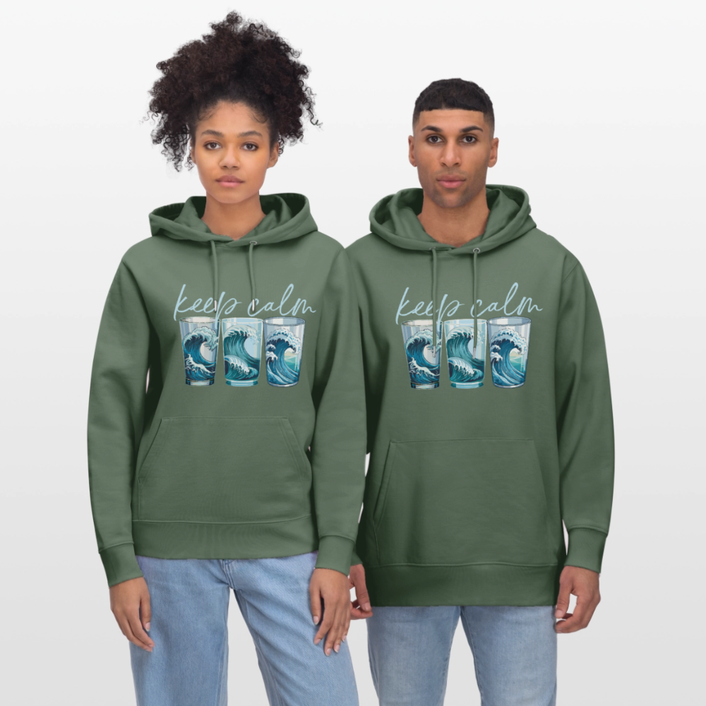 Unisex Bio-Hoodie mit KEEP CALM PRINT - Tanngrün