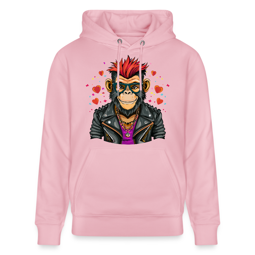 Unisex Hoodie mit MONKEY IN LOVE PRINT - Hellrosa
