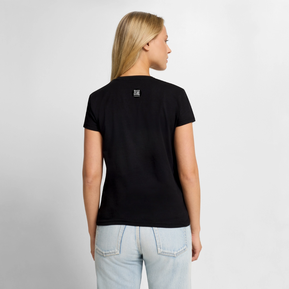 Frauen Bio-T-Shirt mit V-Ausschnitt mit KEEP CALM PRINT - Schwarz