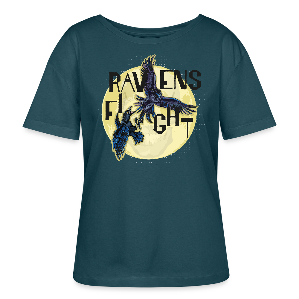 Frauen T-Shirt mit RAVENS FIGHT PRINT - Dunkles Petrol