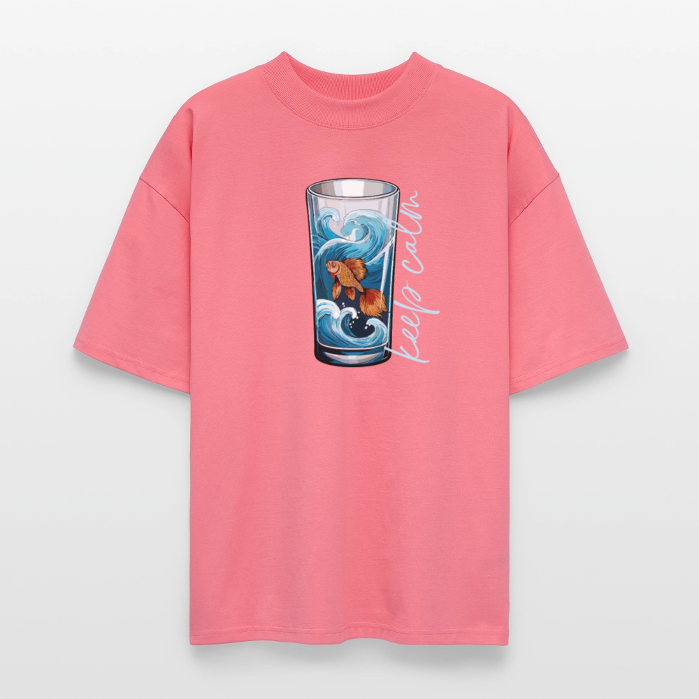 Oversized Unisex Bio T-Shirt mit KEEP CALM PRINT - Pink 