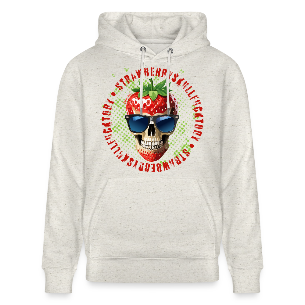 Unisex Hoodie mit STRAWBERRY SKULL PRINT - Beige meliert