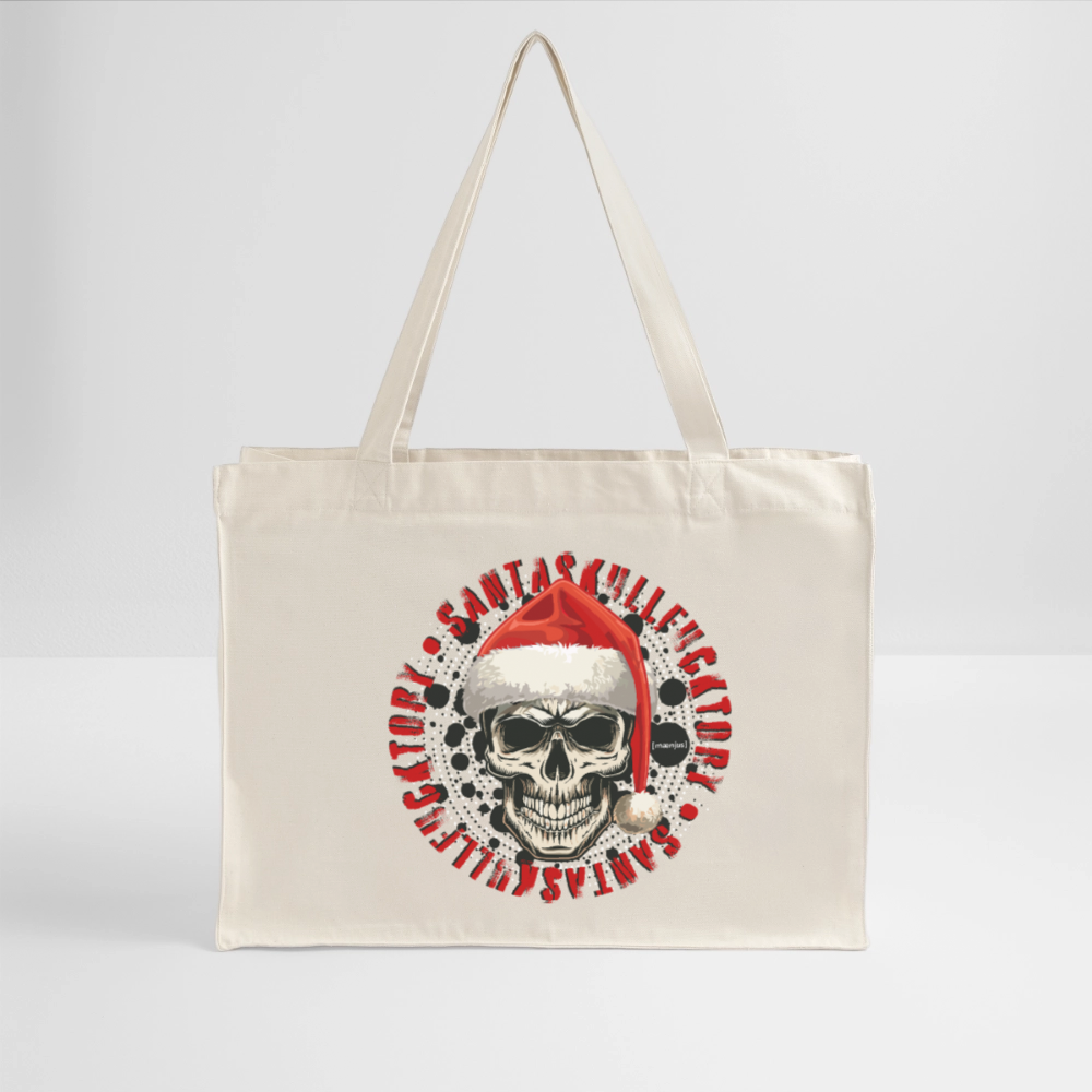 Recycelter Shopping Bag mit SANTASKULL PRINT - Naturweiß