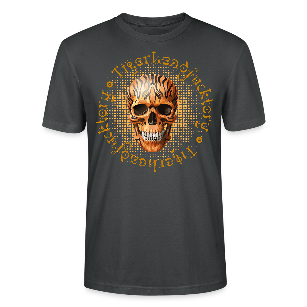 Unisex T-Shirt mit TIGERHEAD SKULL PRINT Vorderseite - Anthrazit