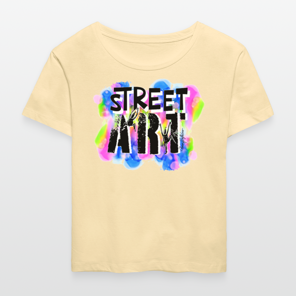 Relaxed Rundhals Frauen Bio-T-Shirt mit STREET ART PRINT - Creme