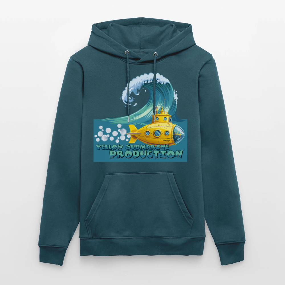 Unisex Bio-Hoodie mit YELLOW SUBMARINE PRODUCTION PRINT - Dunkles Petrol