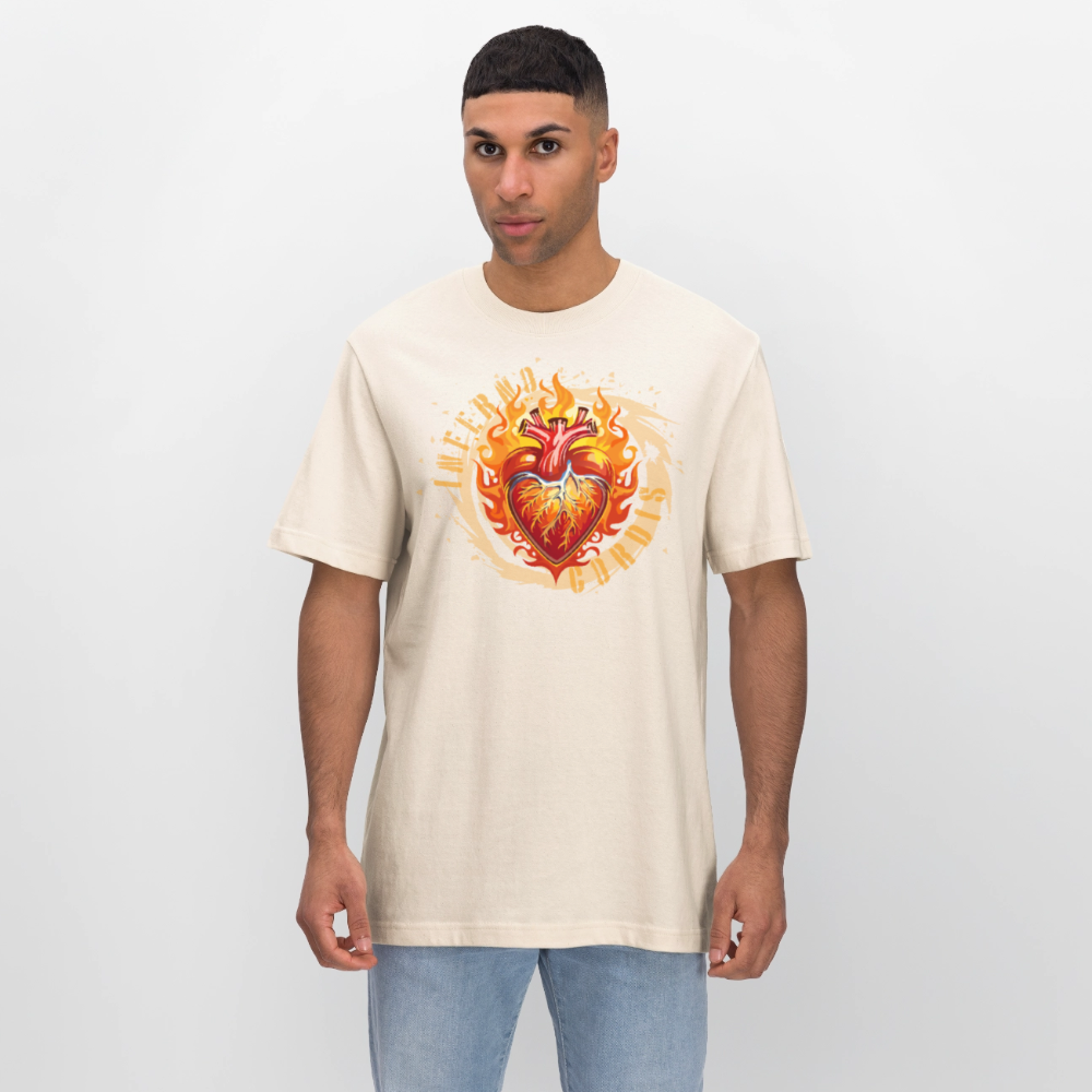 Unisex Bio-T-Shirt mit FEUERHERZ ORANGE PRINT - Naturweiß 