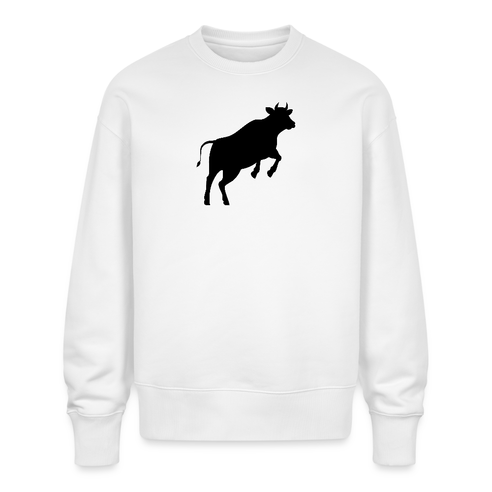 Unisex Oversize Pullover mit JUMPING COW PRINT - Weiß