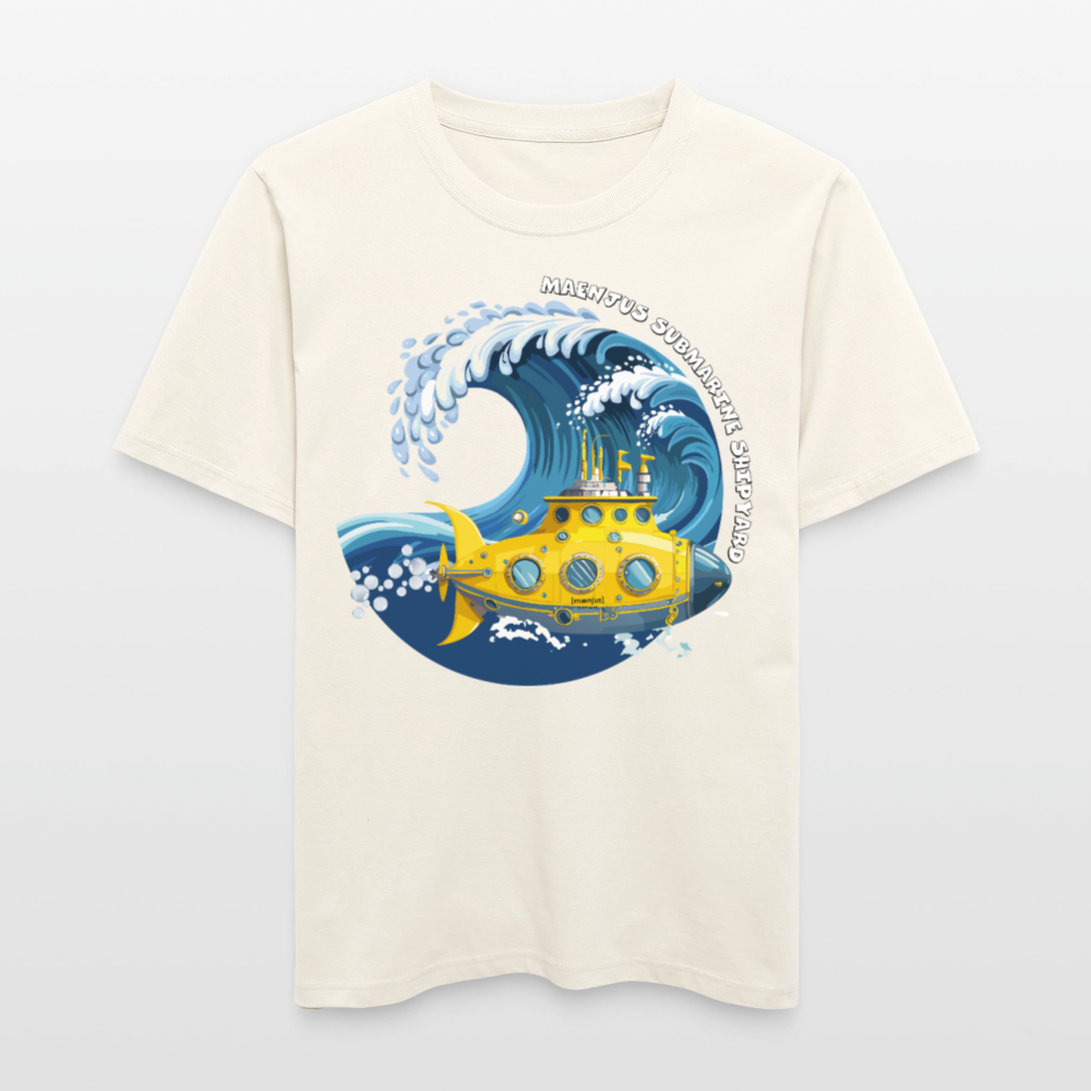 Unisex Bio-T-Shirt mit MAENJUS SUBMARINE SHIPYARD PRINT Vorderseite - Naturweiß 