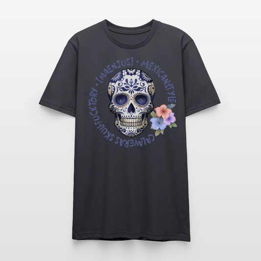 Unisex T-Shirt mit MAENJUS MEXICANSTYLE PRINT Vorderseite - Dunkles Graublau