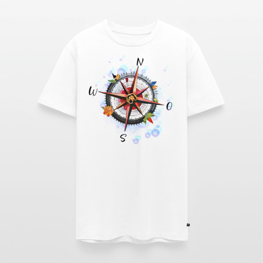 Männer Premium T-Shirt mit WINDROSE PRINT - Weiß