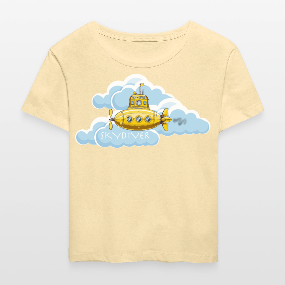 Relaxed Rundhals Frauen Bio-T-Shirt mit SKYDIVER SHIPYARD PRINT - Creme