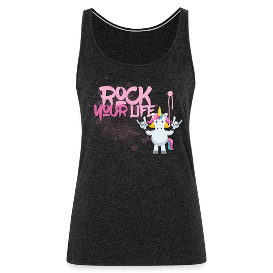 Frauen Premium Tank Top mit ROCK YOUR LIFE PRINT - Anthrazit