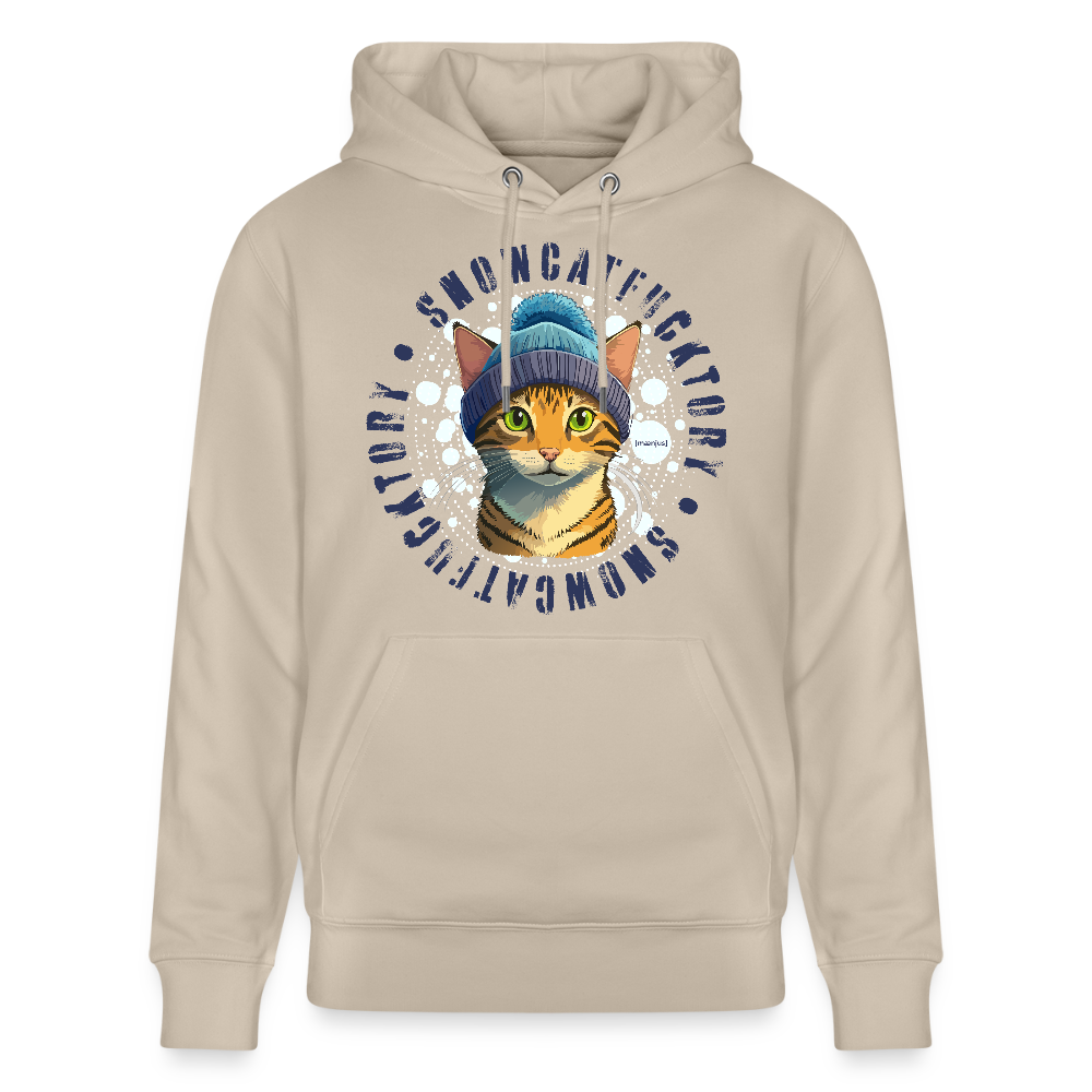 SUnisex Bio-Hoodie mit SNOWCATFUCKTORYPRINT - Beige