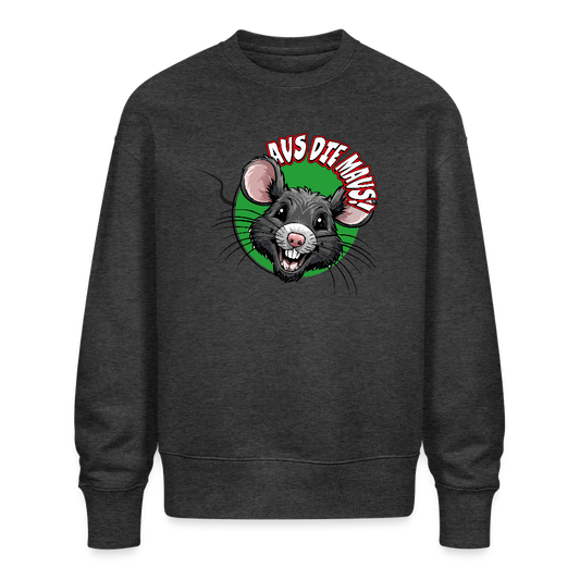 Unisex Oversize Pullover mit AUS DIE MAUS PRINT - Dunkelgrau meliert