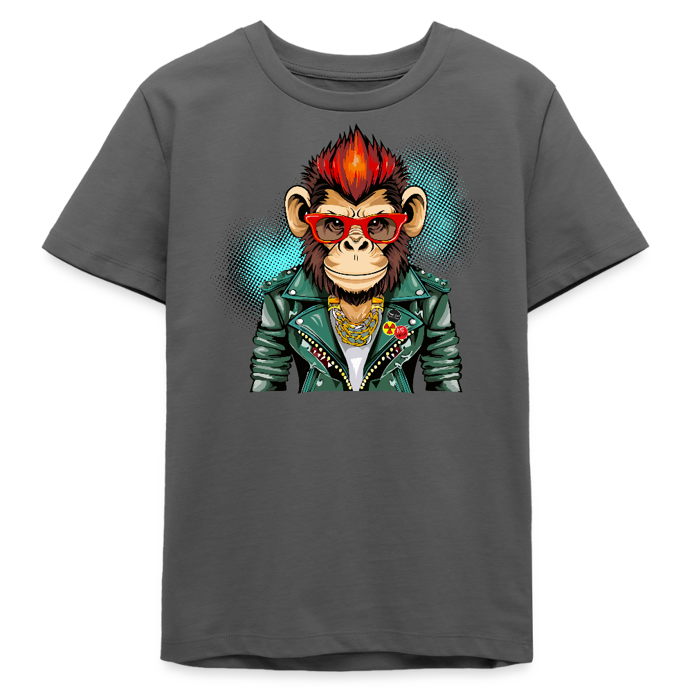 MNJS TEENS Bio T-Shirt mit MONKEY PRINT - Anthrazit