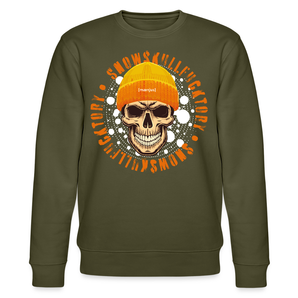 Unisex Bio-Sweatshirt mit SNOWSKULL FUCKTORY PRINT - Khaki
