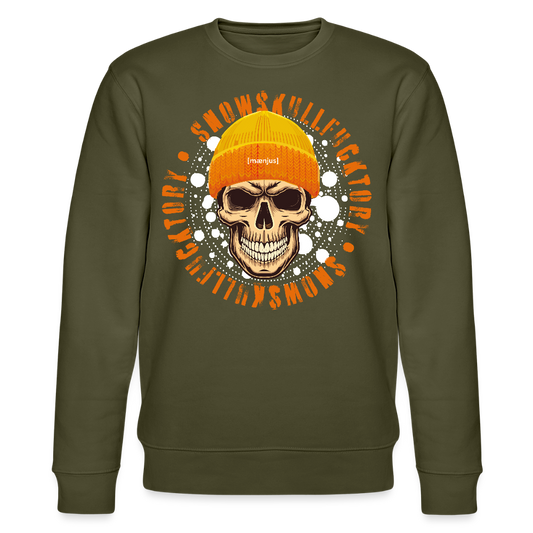 Unisex Bio-Sweatshirt mit SNOWSKULL FUCKTORY PRINT - Khaki