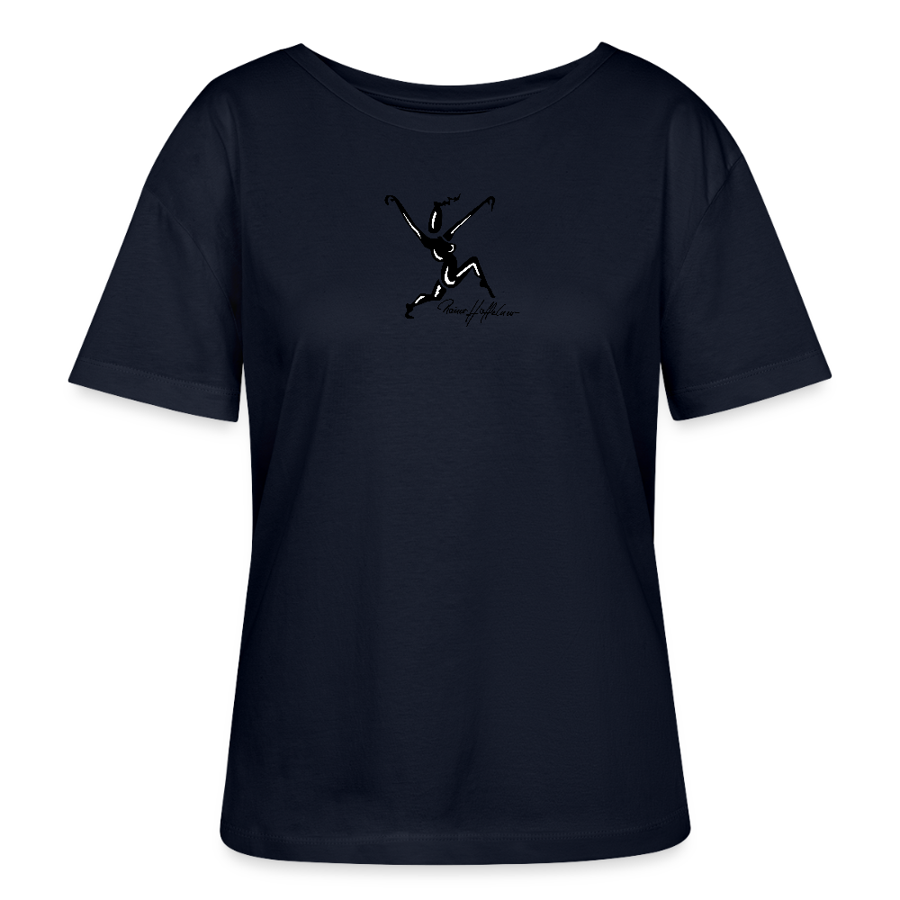 Relaxed Rundhals Frauen Bio-T-Shirt mit TUSCHEWEIBCHEN PRINT - Navy
