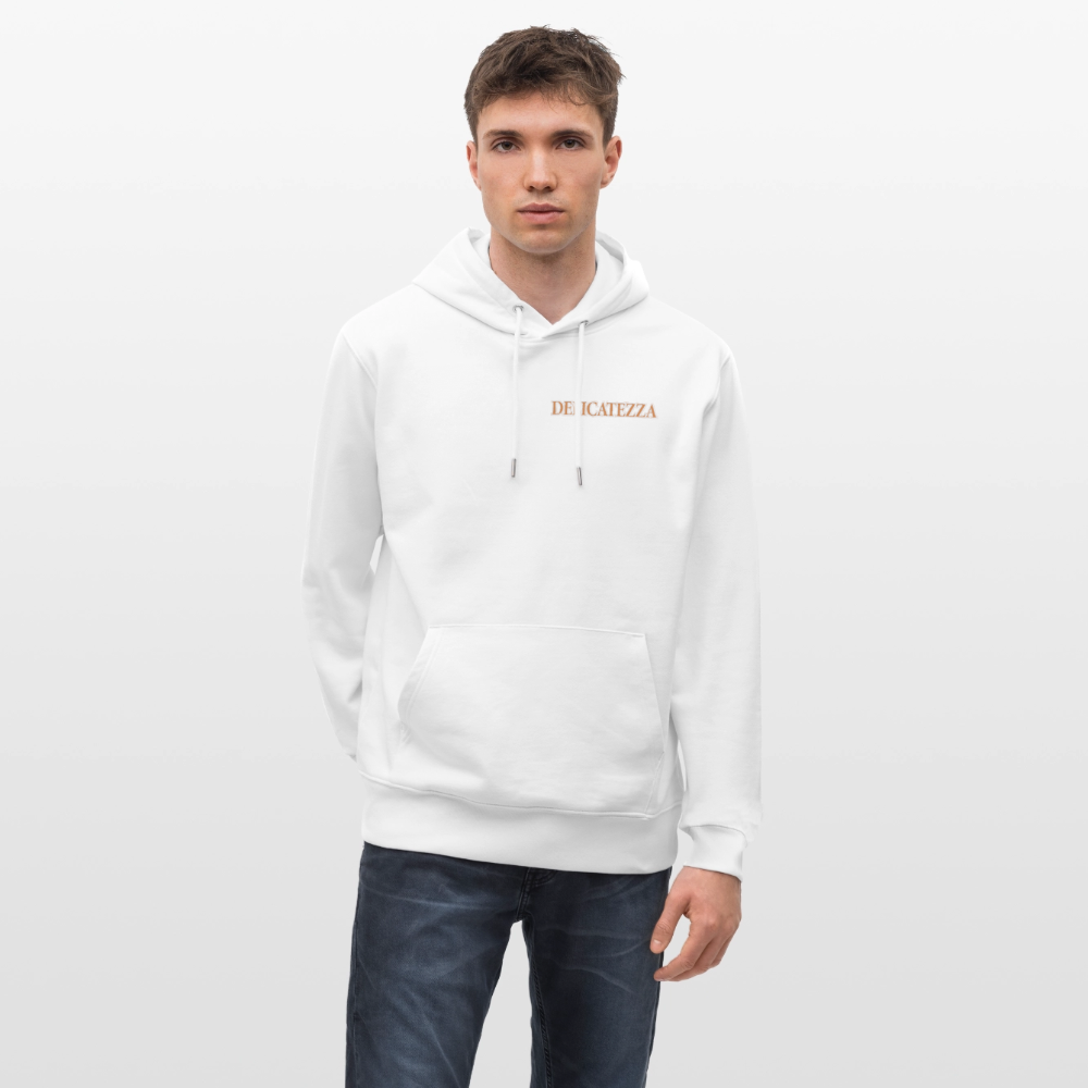Unisex Hoodie mit DELICATEZZA SARDINE PRINT Vorder- und Rückseite - Weiß